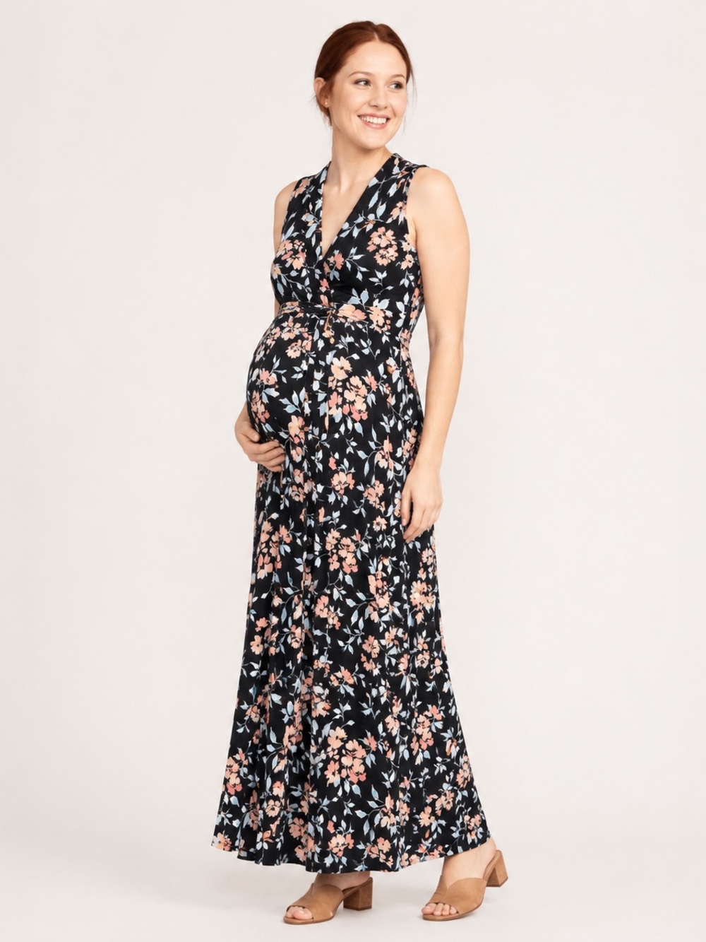 Motherhood Maternity Floral Maxi Dress Size Small Empire Waist Baby Shower